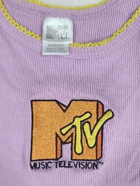 MTV Lavender Ribbed Tank with Yellow Trim